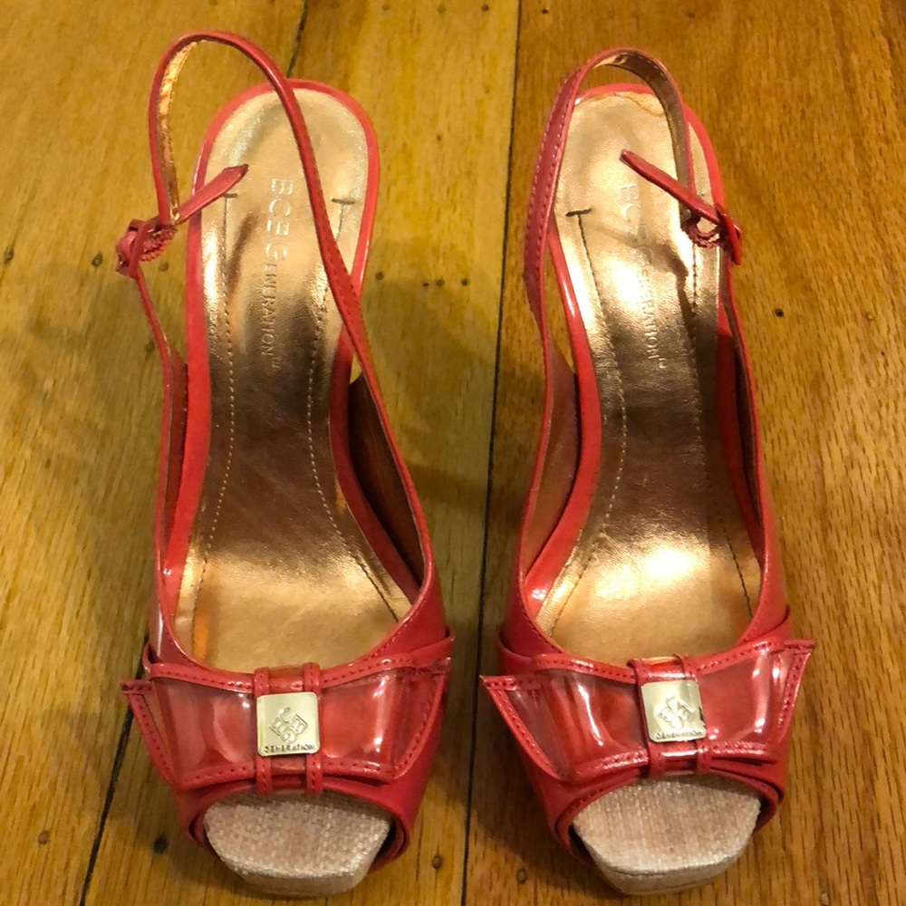 Pink And Beige Bcbgeneration Platform Peeptoe Heel - image 2